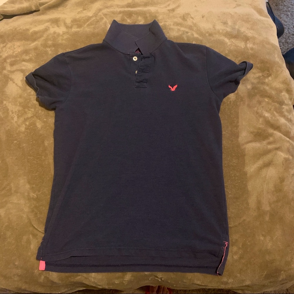 Dark Blue/Pink American Eagle Polo